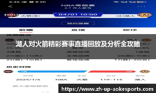 湖人对火箭精彩赛事直播回放及分析全攻略