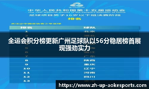 全运会积分榜更新广州足球队以56分稳居榜首展现强劲实力